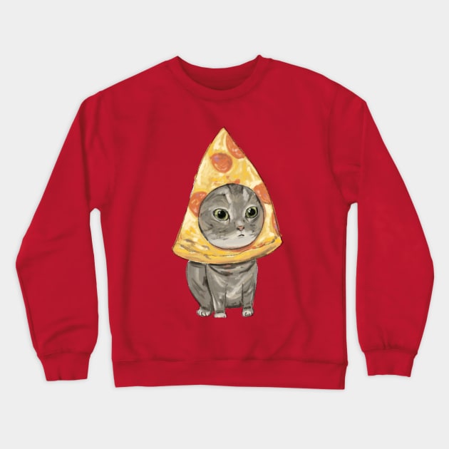 Pizza Cat Crewneck Sweatshirt by Marinuk